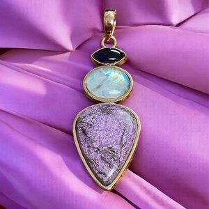 Purpurite Stichite Copper pendant necklace